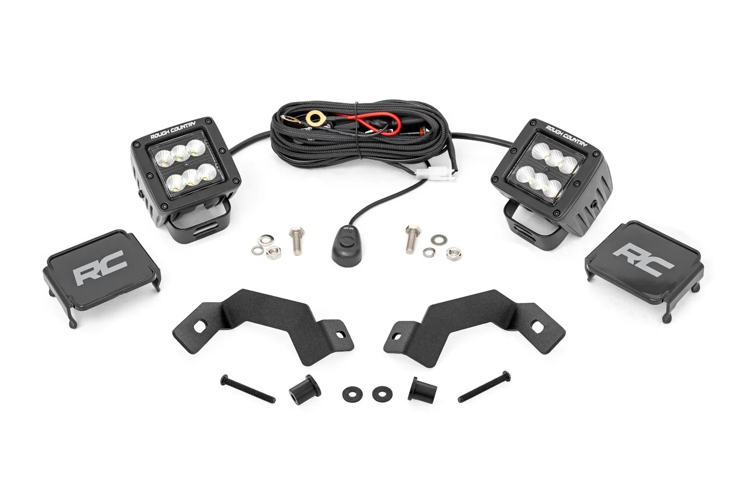 Rough Country LED Light Kit - Ditch Mount - 2_ Black Pair - Flood - Toyota Land Cruiser (24-25) - 72113